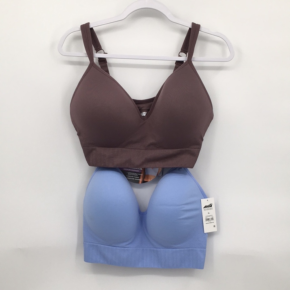 Avia Women's Sports Bra Set in Brown and Light Blue